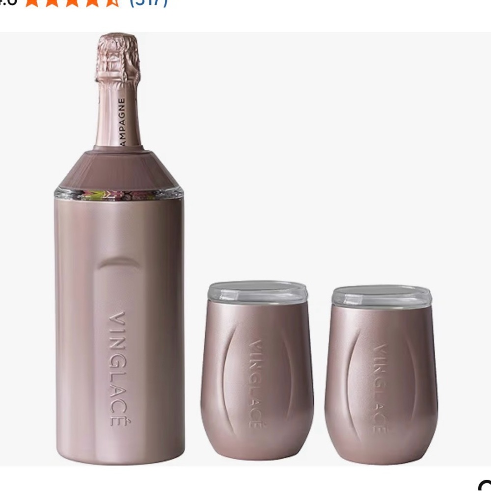 Rose Gold Vinglace Insulated Bottle Cooler and 2 Tumblers Set